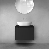 Zestaw Oltens Vernal szafka 60 cm podumywalkowa wisząca z blatem Tera czarny mat/czarny marmur 68718300