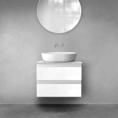 Zestaw Oltens Vernal szafka 60 cm podumywalkowa wisząca z blatem Tera biały połysk/jasny marmur 68722000