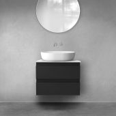 Zestaw Oltens Vernal szafka 60 cm podumywalkowa wisząca z blatem Tera czarny mat/jasny marmur 68722300