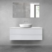 Zestaw Oltens Vernal szafka 120 cm podumywalkowa wisząca z blatem Tera szary mat/jasny marmur 68728700