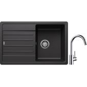 Blanco Legra 45 S zlewozmywak 78x50 cm Silgranit antracyt z Blanco Mida bateria kuchenna stojąca chrom (522201; 517742)
