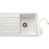 Blanco Legra 45 S zlewozmywak 78x50 cm Silgranit biały z Blanco Mida bateria kuchenna stojąca Silgranit biały/chrom (522203; 519418)