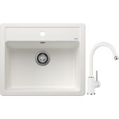 Blanco Legra 6 zlewozmywak 58,5x50 cm z Silgranit biały z Blanco Mida bateria kuchenna stojąca Silgranit biały/chrom (523334 ; 519418)