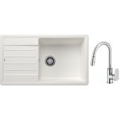 Blanco Legra XL 6 S zlewozmywak 86x50 cm z Silgranit biały z Oltens Lista bateria kuchenna stojąca z wyciąganą wylewką chrom (523328;35202100)