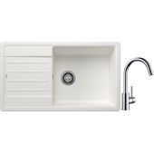Blanco Legra XL 6 S zlewozmywak 86x50 cm z Silgranit biały z Blanco Mida bateria kuchenna stojąca chrom (523328;517742)