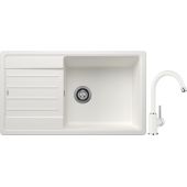 Blanco Legra XL 6 S zlewozmywak 86x50 cm z Silgranit biały z Blanco Mida bateria kuchenna stojąca Silgranit biały/chrom (523328;519418)