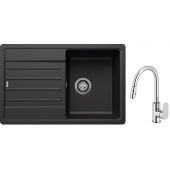 Blanco Legra 45 S zlewozmywak 78x50 cm Silgranit czarny  z Oltens Lista bateria kuchenna stojąca z wyciąganą wylewką chrom (526083;35202100)