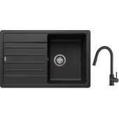 Blanco Legra 45 S zlewozmywak 78x50 cm Silgranit czarny z Oltens Litla bateria kuchenna stojąca czarny mat (526083, 35204300)