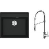 Zestaw Franke Maris MRG 610-52 zlewozmywak 51x56 cm z baterią kuchenną Oltens Duf czarny mat/chrom (1140661761, 35203100)