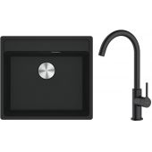 Zestaw Franke Maris MRG 610-52 zlewozmywak 51x56 cm z baterią kuchenną Oltens Skafta czarny mat (1140661761, 35206300)