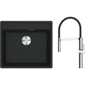 Zestaw Franke Maris MRG 610-52 zlewozmywak 51x56 cm z baterią kuchenną Oltens Borga czarny mat/chrom (1140661761, 35207100)