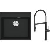 Zestaw Franke Maris MRG 610-52 zlewozmywak 51x56 cm z baterią kuchenną Oltens Borga czarny mat (1140661761, 35207300)