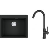 Zestaw Franke Maris MRG 610-54 FTL zlewozmywak 59x50 cm z baterią kuchenną Oltens Skafta czarny mat (1140661794, 35206300)