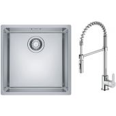 Zestaw Franke Maris MRX 110-40 zlewozmywak 40x40 cm z baterią kuchenną Oltens Duf stal szczotkowana/chrom (1220543995, 35203100)