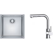 Zestaw Franke Maris MRX 110-40 zlewozmywak 40x40 cm z baterią kuchenną Oltens Myvat stal szczotkowana/chrom (1220543995, 35205100)