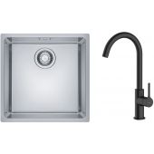 Zestaw Franke Maris MRX 110-40 zlewozmywak 40x40 cm z baterią kuchenną Oltens Skaft stal szczotkowana/czarny mat (1220543995, 35206300)