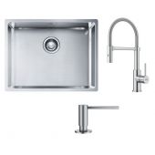 Zestaw Franke Box BXX 110-54/ BXX 210-54 zlewozmywak stalowy 58x45 cm stal szlachetna z baterią kuchenną Smart Glenda Semi-Pro i dozownikiem do płynów 350 ml (1270453660, 1150747475, 1120717084)