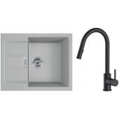 Zestaw Franke Sirius 2.0 S2D 611-62 zlewozmywak 62x50 cm z baterią kuchenną Oltens Litla kamienny szary/czarny mat (1430618668, 35204300)