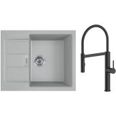 Zestaw Franke Sirius 2.0 S2D 611-62 zlewozmywak 62x50 cm z baterią kuchenną Oltens Borga kamienny szary/czarny mat (1430618668, 35207300)