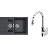 Zestaw Franke Sirius 2.0 S2D 651-78 zlewozmywak 78x50 cm z baterią kuchenną Oltens Lista onyx/chrom (1430618687, 35202100)