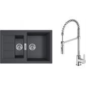 Zestaw Franke Sirius 2.0 S2D 651-78 zlewozmywak 78x50 cm z baterią kuchenną Oltens Duf onyx/chrom (1430618687, 35203100)