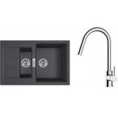 Zestaw Franke Sirius 2.0 S2D 651-78 zlewozmywak 78x50 cm z baterią kuchenną Oltens Litla onyx/chrom (1430618687, 35204100)