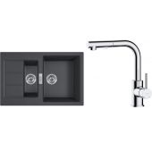 Zestaw Franke Sirius 2.0 S2D 651-78 zlewozmywak 78x50 cm z baterią kuchenną Oltens Myvat onyx/chrom (1430618687, 35205100)