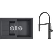 Zestaw Franke Sirius 2.0 S2D 651-78 zlewozmywak 78x50 cm z baterią kuchenną Oltens Borga onyx/czarny mat (1430618687, 35207300)