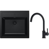 Zestaw Franke Sirius SID 610-49 zlewozmywak Tectonite 56x53 cm z baterią Franke Lina XL czarny mat (1430702425, 1150626019)