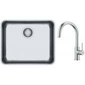 Zestaw Franke Aton ANX 110-48 zlewozmywak stalowy 51x43 cm z baterią Smart Glenda stal (122.0204.649, 115.0747.473)