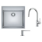 Zestaw Franke Maris MRX 210-50 TL zlewozmywak stalowy 53x51 cm stal szczotkowana z baterią kuchenną Smart Glenda J pull-out i dozownikiem do płynów 350 ml (1270544022, 1150747474, 1120717084)