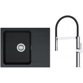Zestaw Franke Orion OID 611-62 zlewozmywak 62x50 cm z baterią kuchenną Oltens Borga onyx/chrom/czarny (1140286441, 35207100)