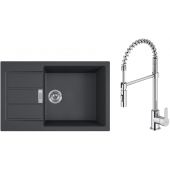 Zestaw Franke Sirius 2.0 S2D 611-78 XL zlewozmywak 78x50 cm z baterią kuchenną Oltens Duf onyx/chrom (1430618577, 35203100)