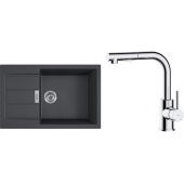 Zestaw Franke Sirius 2.0 S2D 611-78 XL zlewozmywak 78x50 cm z baterią kuchenną Oltens Myvat onyx/chrom (1430618577, 35205100)