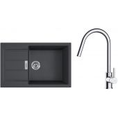 Zestaw Franke Sirius 2.0 S2D 611-78 XL zlewozmywak 78x50 cm z baterią kuchenną Oltens Litla onyx/chrom (1430618577, 35204100)