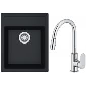 Zestaw Franke Sirius SID 610-40 zlewozmywak 43x53 cm z baterią kuchenną Oltens Lista onyx/chrom (1140496104, 35202100)