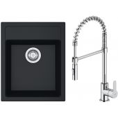 Zestaw Franke Sirius SID 610-40 zlewozmywak 43x53 cm z baterią kuchenną Oltens Duf onyx/chrom (1140496104, 35203100)