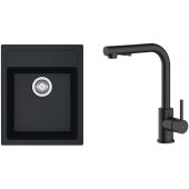 Zestaw Franke Sirius SID 610-40 zlewozmywak 43x53 cm z baterią kuchenną Oltens Myvat onyx/czarny mat (1140496104, 35205300)