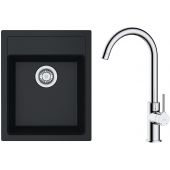 Zestaw Franke Sirius SID 610-40 zlewozmywak 43x53 cm z baterią kuchenną Oltens Skafta onyx/chrom (1140496104, 35206100)