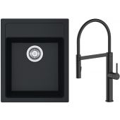Zestaw Franke Sirius SID 610-40 zlewozmywak 43x53 cm z baterią kuchenną Oltens Borga onyx/czarny mat (1140496104, 35207300)