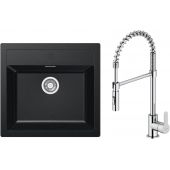 Zestaw Franke Sirius SID 610 zlewozmywak 56x53 cm z baterią kuchenną Oltens Duf onyx/chrom (1140205049, 35203100)