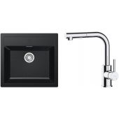 Zestaw Franke Sirius SID 610 zlewozmywak 56x53 cm z baterią kuchenną Oltens Myvat onyx/chrom (1140205049, 35205100)