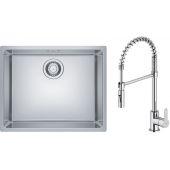 Zestaw Franke Maris 110-50 zlewozmywak stalowy 50x40 cm z baterią kuchenną Oltens Duf jedwab/chrom (1220543996, 35203100)