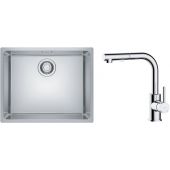 Zestaw Franke Maris 110-50 zlewozmywak stalowy 50x40 cm z baterią kuchenną Oltens Myvat jedwab/chrom (1220543996, 35205100)