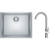 Zestaw Franke Maris 110-50 zlewozmywak stalowy 50x40 cm z baterią kuchenną Oltens Skafta jedwab/chrom (1220543996, 35206100)
