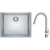 Zestaw Franke Maris 110-50 zlewozmywak stalowy 50x40 cm z baterią kuchenną Oltens Litla jedwab/chrom (1220543996, 35204100)