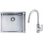 Zestaw Franke Box BXX 210/110-50 zlewozmywak stalowy 54x45 cm z baterią kuchenną Oltens Lista stal/chrom (1270453656, 35202100)