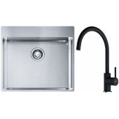 Franke Box BXX 210-54 TL zlewozmywak 57x51 cm stalowy z baterią kuchenną Lina onyx (1270369295, 1150626020)