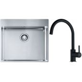 Franke Box BXX 210-54 TL zlewozmywak 57x51 cm stalowy z baterią kuchenną Lina onyx (1270369295, 1150626020)