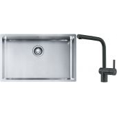 Franke Box BXX 210/110-68 zlewozmywak 72,5x45 cm stalowy z baterią kuchenną Atlas czarna stal szlachetna (1270453658, 1150550427)